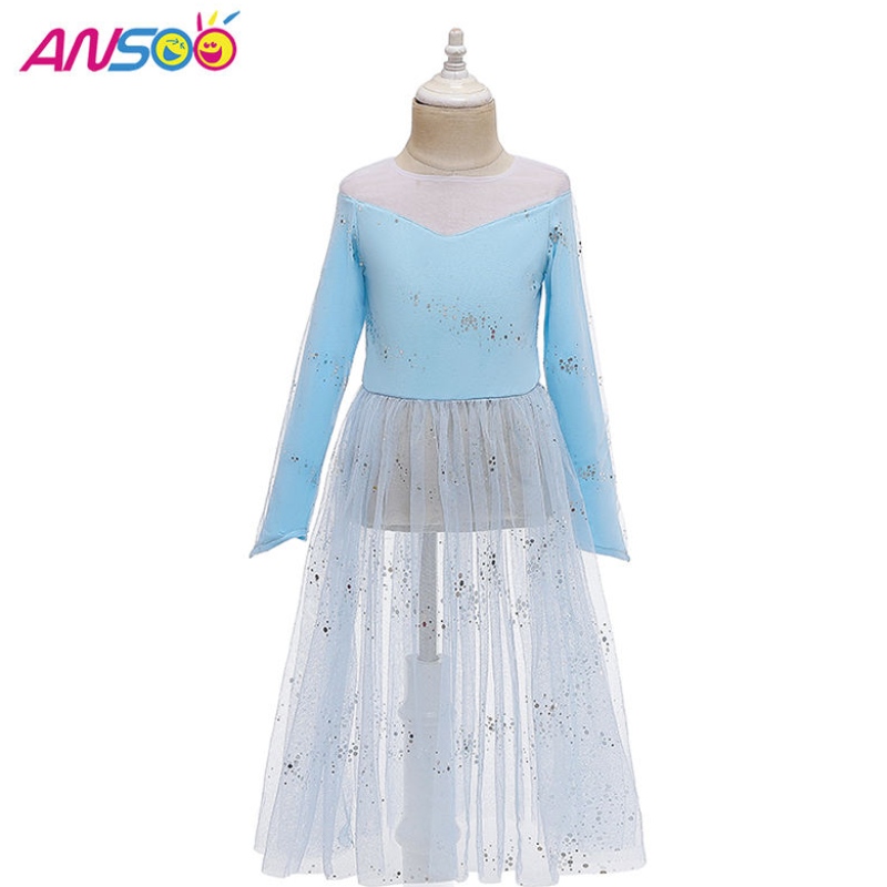 Asoo Ubierz 2 księżniczkę Elsa Anna Fashion Dress Costume Elsa 2 Movie 2 Sukienka dla 2-13 lat dziewcząt