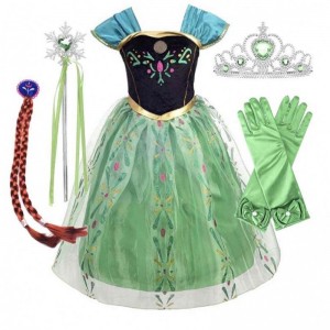 Ice Princess Coronation Green Costume Toddler Małe dziewczynki Anna Green Princess Dress HCGD-007