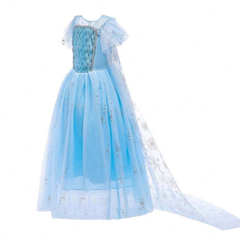 Najwyższej jakości małe dziewczynkina Halloween Party Blue Elsa Princess Dress HCGD-018