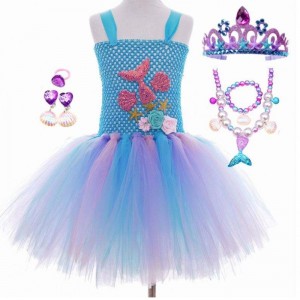 2022 Best Sell Kids Halloween Cosplay Costume Ubrania Tutu Little Mermaid Costume HCMM-017