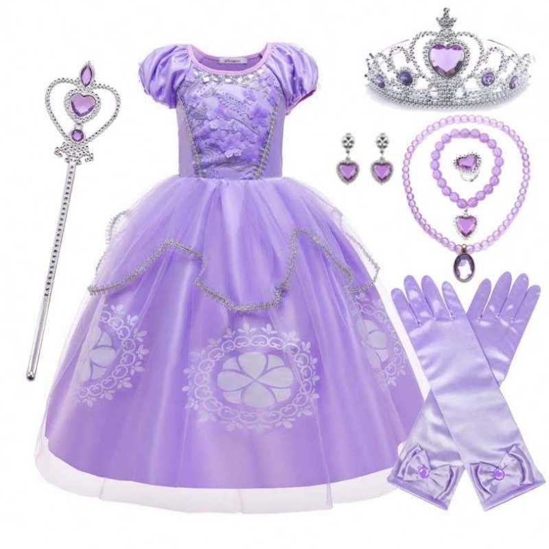 Fancy impreza Purple Kids Sleeve Princess Sofia Halloween Costume z akcesoriami HCRS-005