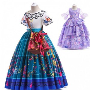 Factory Direct Supply New Carnival Kids Party Cosplay Costplay Isabella Purple Encanto Dress for Kids-001