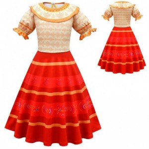 Carnival Halloween Princess Party Ubrania kwiat Ruffle Long Dress Mirabel Encanto Costume 90-170cm HCIS-006