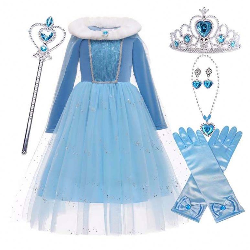 Halloween Cosplay Winter Warm Fancy Dress Up Elsa Dress Cosplay Costplay z Cape HCGD-045