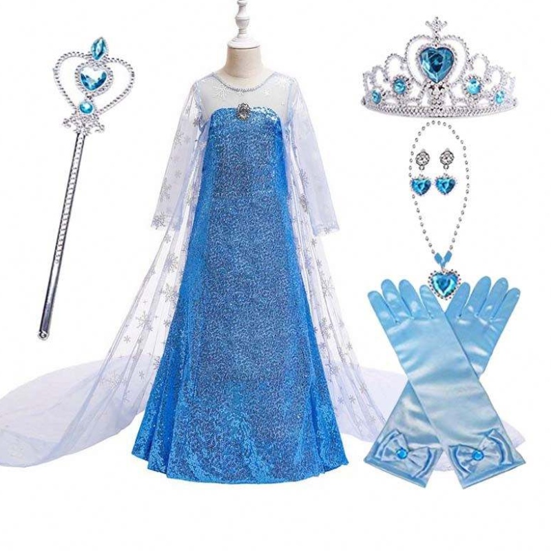 Kostium dzieci Mała dziewczynka sukienka Snow Queen Cape Princess Elsa sukienka HCGD-047