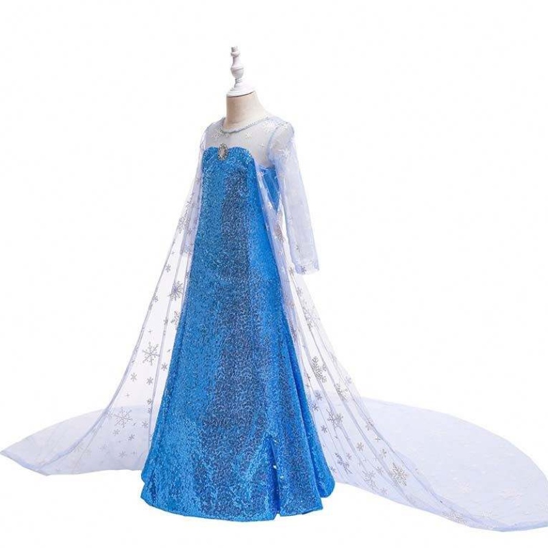 Kostium dzieci Mała dziewczynka sukienka Snow Queen Cape Princess Elsa sukienka HCGD-047