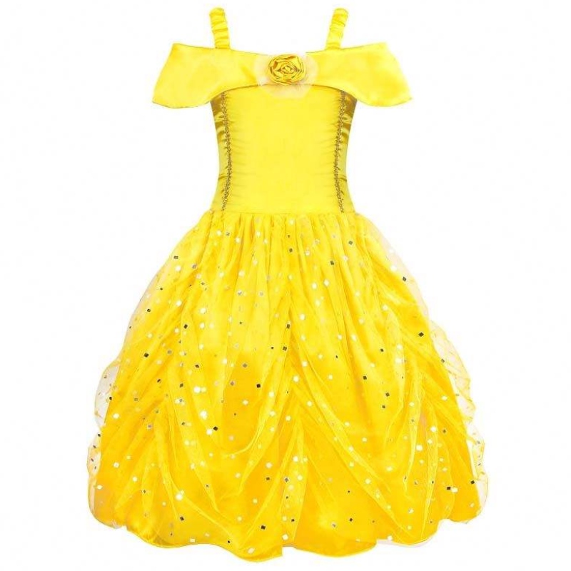 Fantazyjna Halloween przyjęcie urodzinowe karnawał żółta ballgown księżniczka sukienka mała dziewczynka belle sukienki hcbl-007