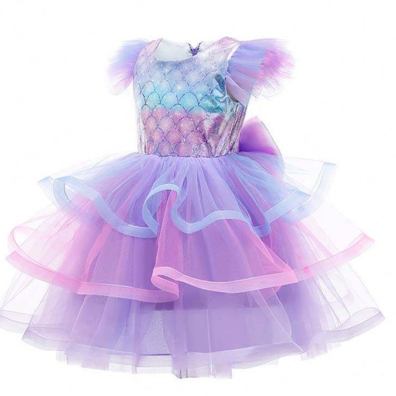 2022 Dziewczyny Urodzinowa sukienka syrenka Korona Naszyjka Księżniczka Dziewczyna Mermaid Sukienka dla dzieci dziewczyny HCMM-004