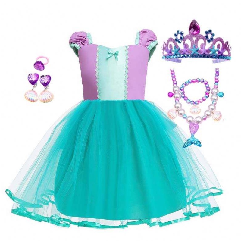 Little Angel Mermaid Alice Child Princess Fluffy Blue Tutu Mermaid Temat Sukienka dla dziewczynki HCMM-008