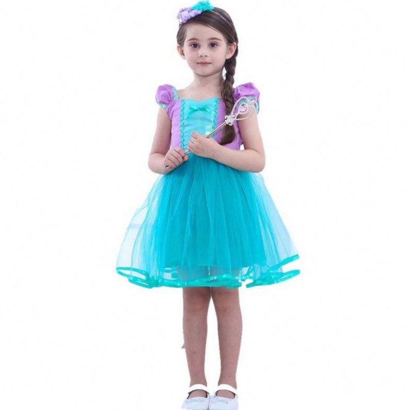 Little Angel Mermaid Alice Child Princess Fluffy Blue Tutu Mermaid Temat Sukienka dla dziewczynki HCMM-008