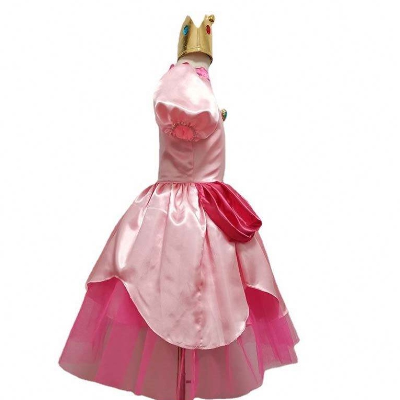 Carnival Cosplay Baby Baby Party Christmas Super Brother Cartoon Pink Princess Peach Costume With Crown HCMU-006