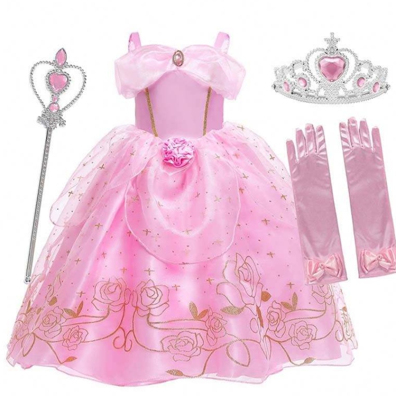 Kid Księżniczka Dress Girl Summer Party Ubrania Pink Princess Aurora Costume HCSP-012