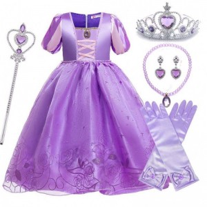 Halloween Christmas Carnival Costume Kid Księżniczka Purple Tiulple Roszponka