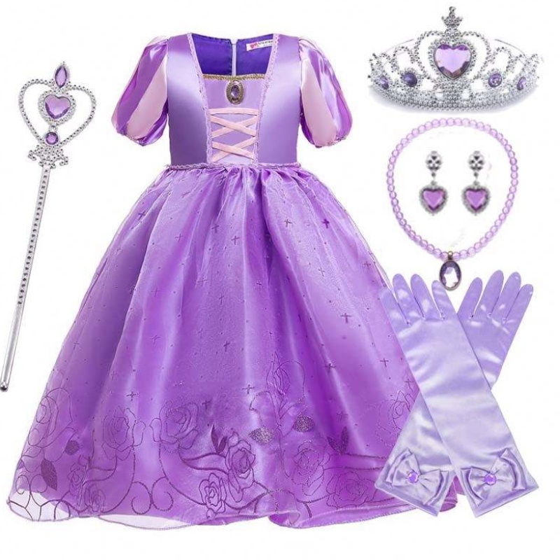 Halloween Christmas Carnival Costume Kid Księżniczka Purple Tiulple Roszponka