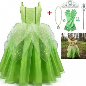 Baige Flower Girl Spot Cosplay Performance Cartoon Costume Tinker Bell Fairy Tinkerbell Księżniczka sukienka z skrzydłem