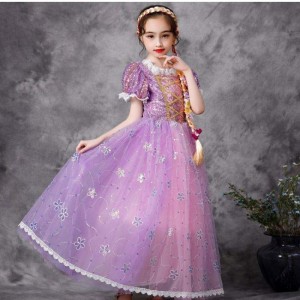 Baige European Style Sukienka Princess Halloween Party Wear Roszpunki Kostium puszysty siatki