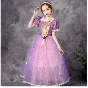 Baige European Style Sukienka Princess Halloween Party Wear Roszpunki Kostium puszysty siatki