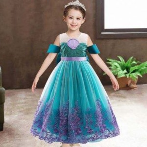 Baige Mermaid Summer Autumn Flower Girl Dress Długa księżniczka Bożego Narodzenia Halloween