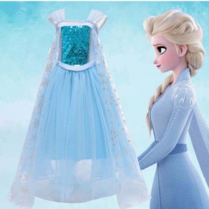 Nowy kostium królowej śniegu księżniczka Elsa Blue Dress Halloween Costume BX1705