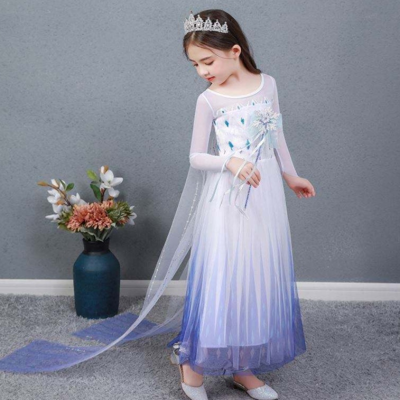 Baige Kids Girl Fancy Cosplay Long Cape Cosplay Party Princess Elsa Dress Costume