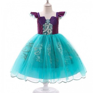 Baige Girls Mermaid Ariel Princess Dress Cosplay Cosplay dla dziewczynki syrena ubieranie dziecina halloweenowe ubranie