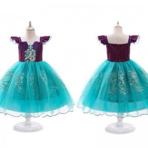 Baige Girls Mermaid Ariel Princess Dress Cosplay Cosplay dla dziewczynki syrena ubieranie dziecina halloweenowe ubranie