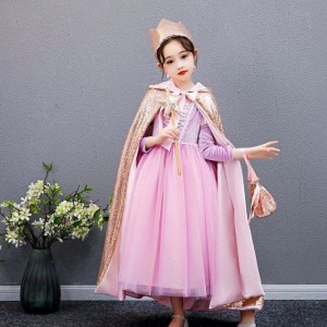 Baige Girl Cequined Cape Snow Queen Elsa Anna Costume Halloween przyjęcie Bożego Narodzenia dla dziewcząt BX211