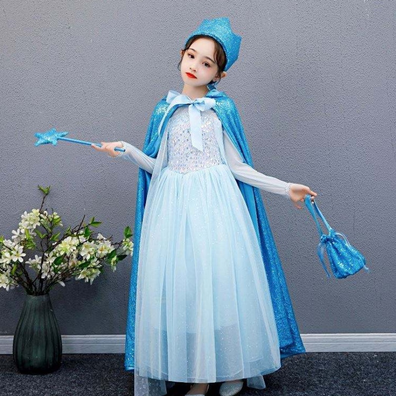 Baige Girl Cequined Cape Snow Queen Elsa Anna Costume Halloween przyjęcie Bożego Narodzenia dla dziewcząt BX211