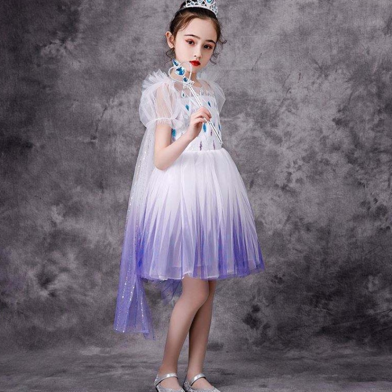 Najnowsze dziewczyny księżniczka Elsa Costume Dzieci Biała koronkowa sukienka dlaniemowląt imprezanoszenie suknie BX1682