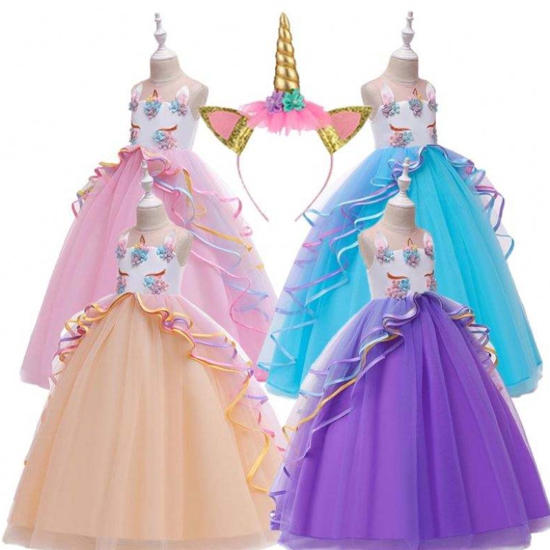 Baige 3-15 lat dziewczyny jednorożenki sukienki Palenki dla ubrania dla dzieci kostium urodzinowy sukienka urodzinowa