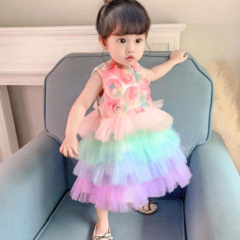 Baige Infant Flower Girl Birthday Sukienka księżniczka ciasto formalne odzież kwiatowa