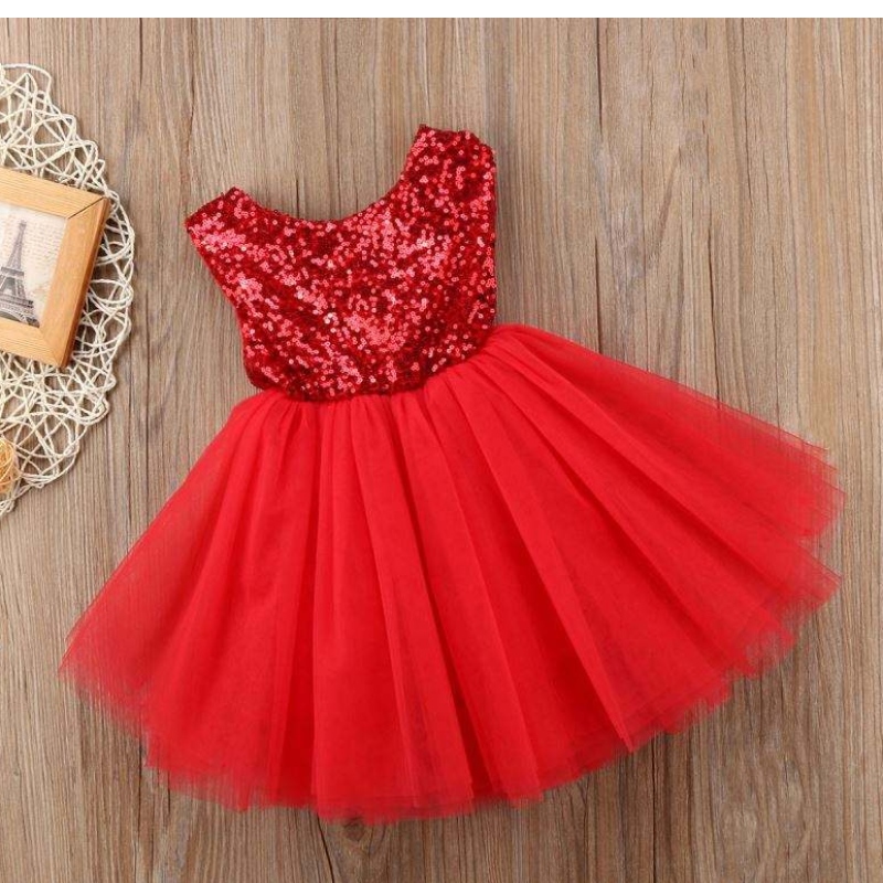 Gorąca sprzedaż Odzież dziecięca Puffy Princess Spódnica Cekiny Baby Flower Girl bez plecy Tutu Sukienka