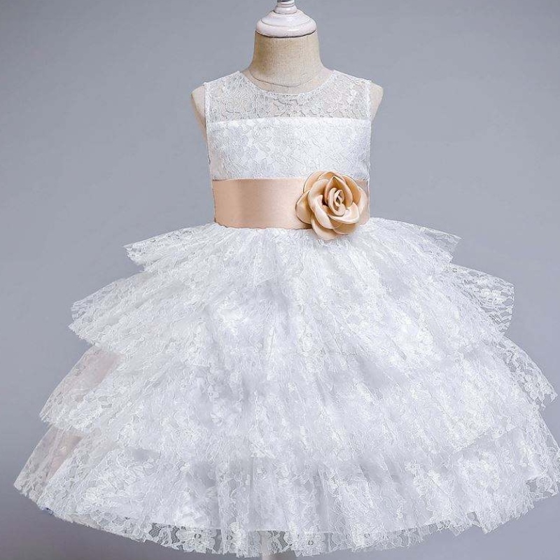 Baige Summer Fashion Tulled Dress Flower Girl Suknia ślubna 12 lat Dziewczyny Kid Różowe sukienki wieczorowena imprezę