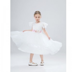 Flower Girl Sukienka Dzieci Druhna Suknie ślubne dla dzieci Różowe suknie tiulowe dziewczyny butikowy imprezanoś eleganckie sukienki