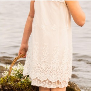 Summer haftowa dziewczyna koronkowa sukienka wiek 2-12 Sukienki księżniczki Druhna Party Flower Girl