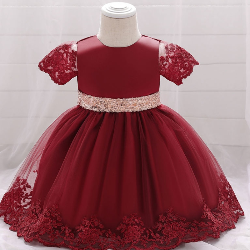 2022 Ceremonia Niemowlę 1. Ustanie urodzinowe dla dziewczynki ubrania cekinowe sukienki księżniczki