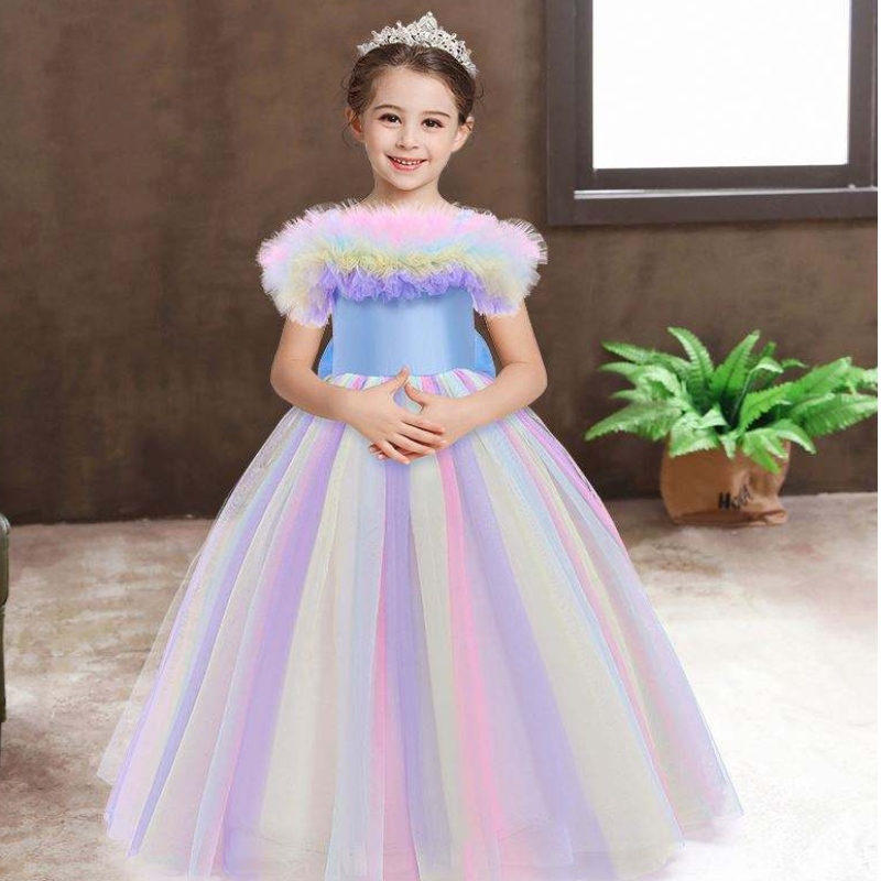 Flower Girl Dress Sukienka Weddna dziewczynka stroje Dzieci Długie sukienki Tutuna urodziny dziewczyny