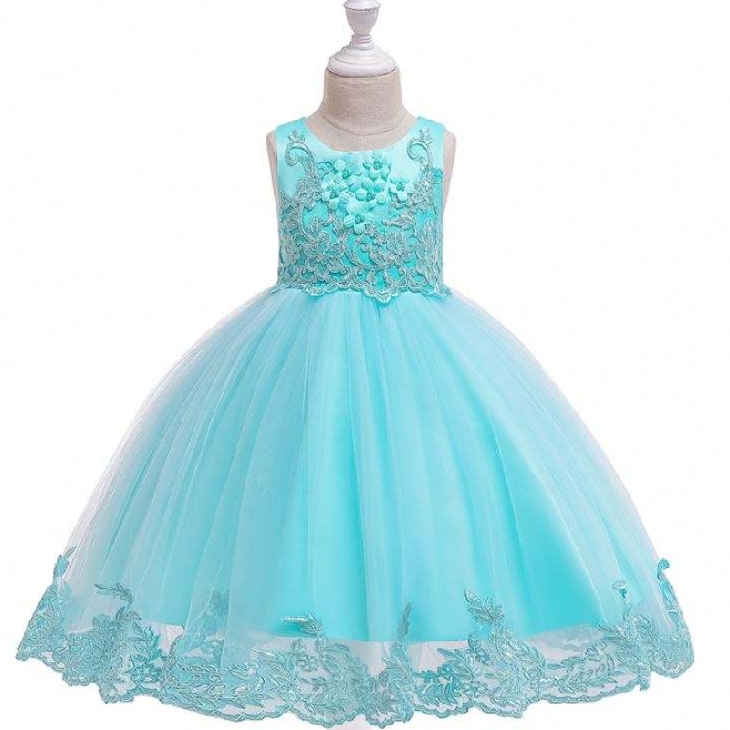 Baige Summer Kids Sequin Party Dress Flower Girl Koronka bez rękawów sukienki urodzinowe