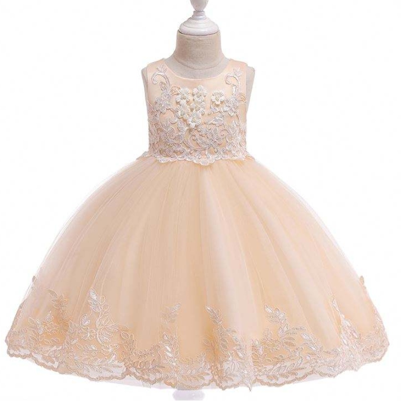 Baige Summer Kids Sequin Party Dress Flower Girl Koronka bez rękawów sukienki urodzinowe