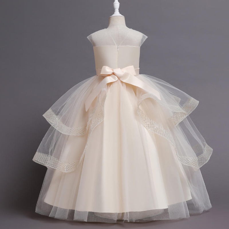 Flower Girls Mesh Tiul Sukienki dlanastolatków Vintage letni rękaw Elegancki impreza Tutu vestidos sukienka dla dzieci