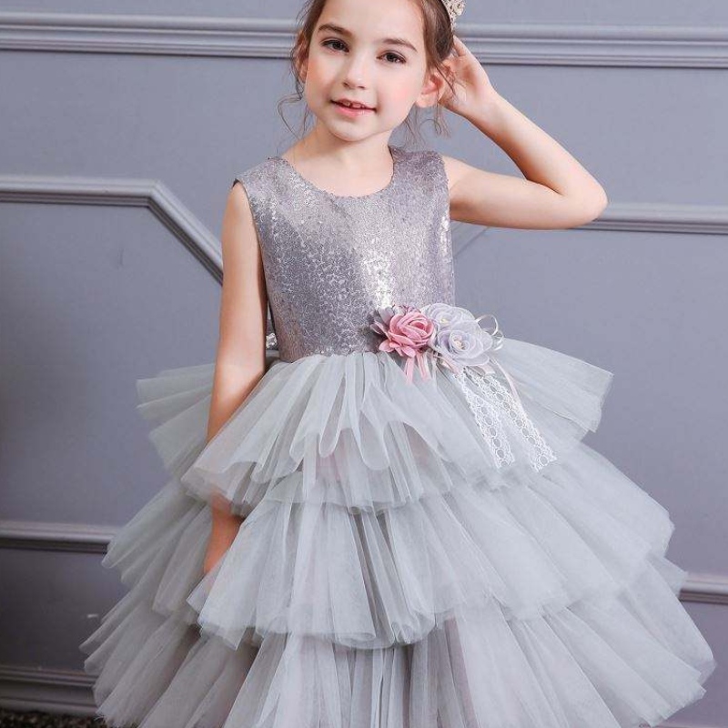 Summer New Backless Cake Księżniczka Dziewczyna Bow Bow Child Children's Fashion Dress Costume 1729