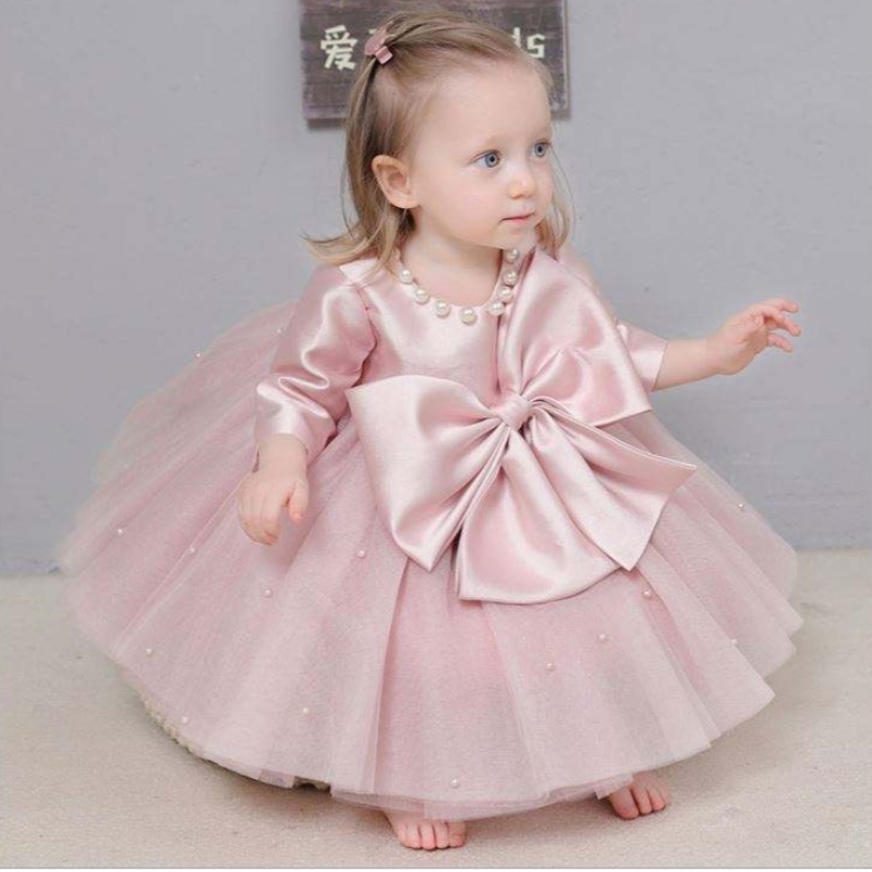 Baige New Baby One-Year Sukienka Księżniczka Sukienka Baby Set-Day Big Bow Grusted Children Dress DZ008