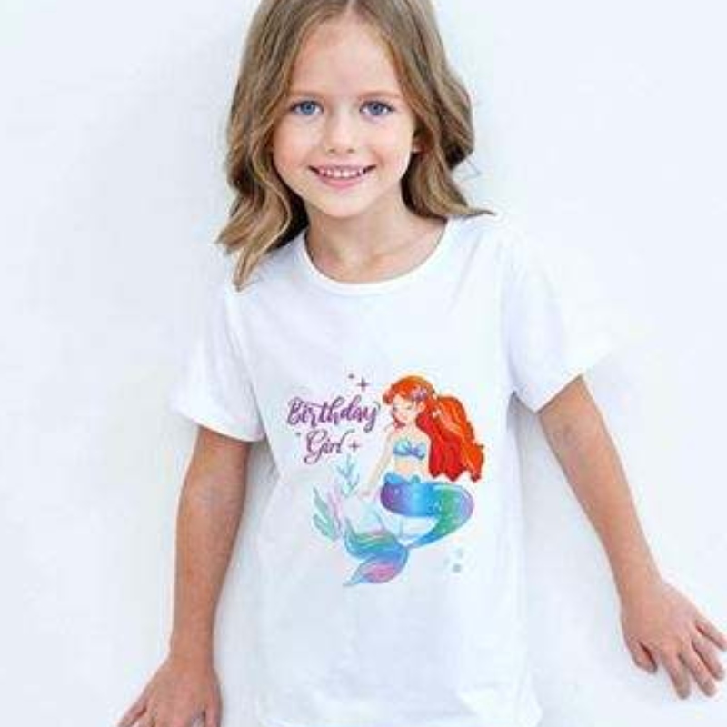 Baige Girl Summer Short-Sleeved Cute jednorożca Bawełniana t-shirt Rainbow Tutu Performance Spódnica