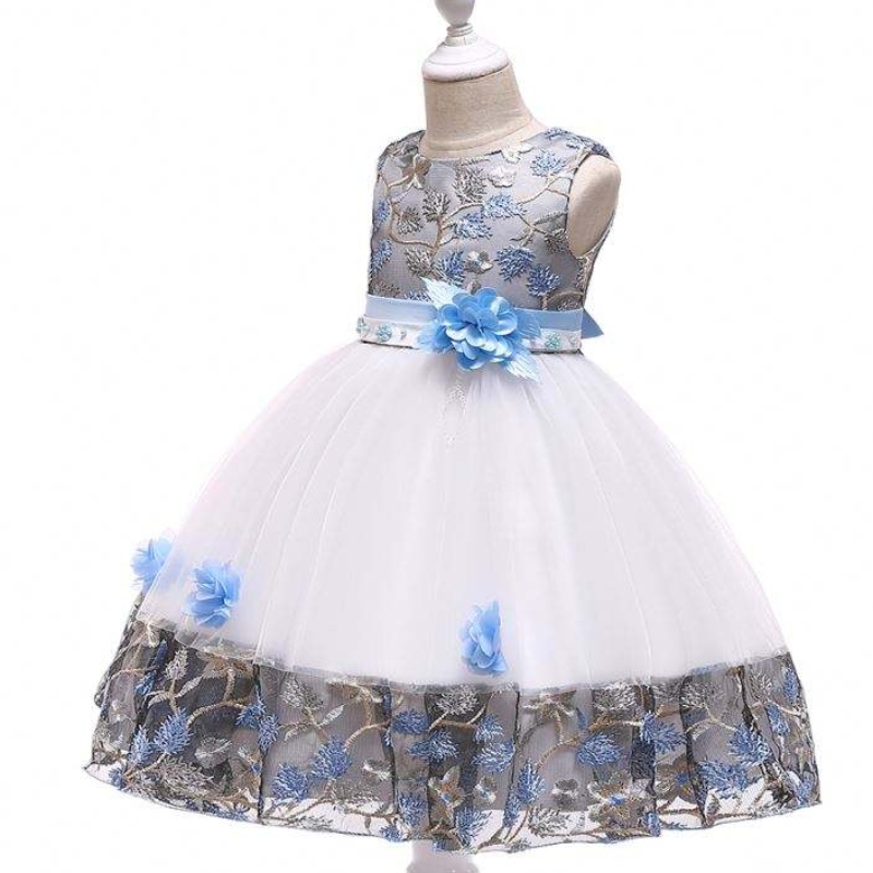 Nowe przybycie trzepotanie bez rękawów Baby Girl Birthday Party Dress Dzieci sukienki dla 8 lat dzieci L5045