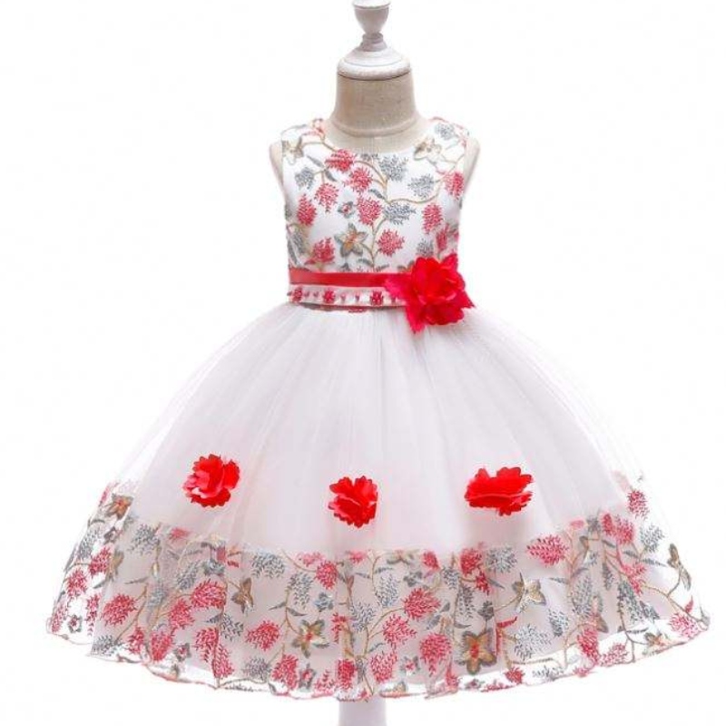 Nowe przybycie trzepotanie bez rękawów Baby Girl Birthday Party Dress Dzieci sukienki dla 8 lat dzieci L5045