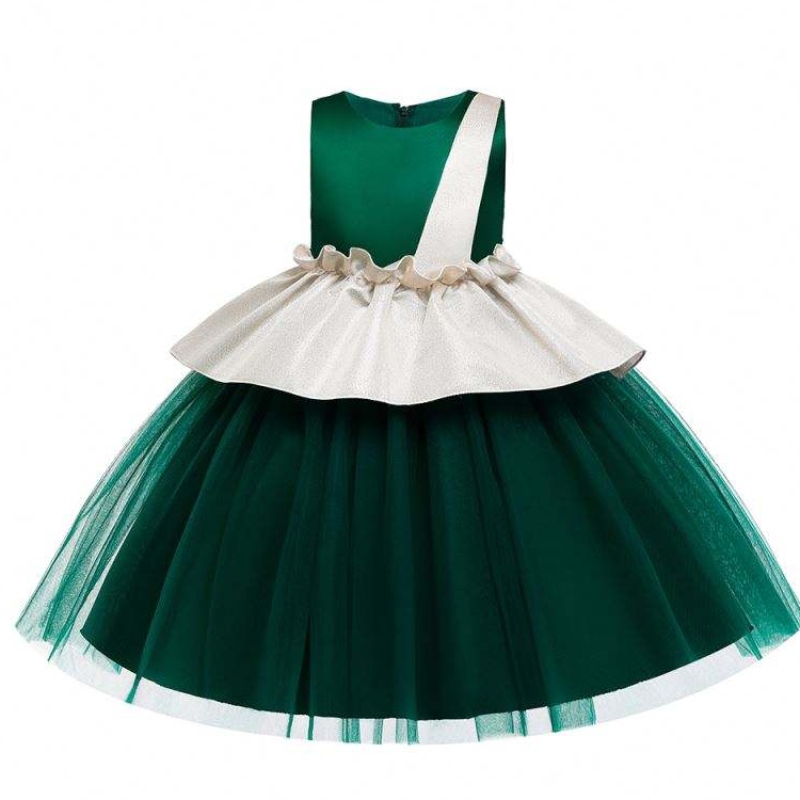 Sukienki warstwowe Baige Zielony kolor sukienki ślubne dla dzieci Kwiaty sukienki