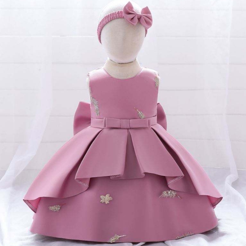 Baige Baby Frock Design 1 rok sukienki urodzinowa Dziewczyna Księżniczka Kwiatowe sukienki z darmowym opaską