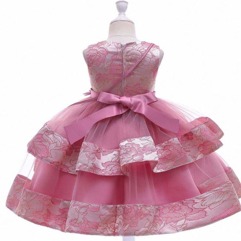 Baige New Design Flower Girl Sukienka z mini torbą satynową urodzinową sukienkę księżniczki L5216