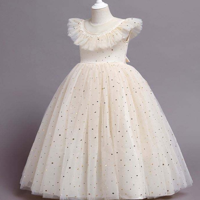 Baige New Princess Dress Girls Kids Haftery Flower Girl Toddler Elegancka formalna sukienkana imprezę 2275