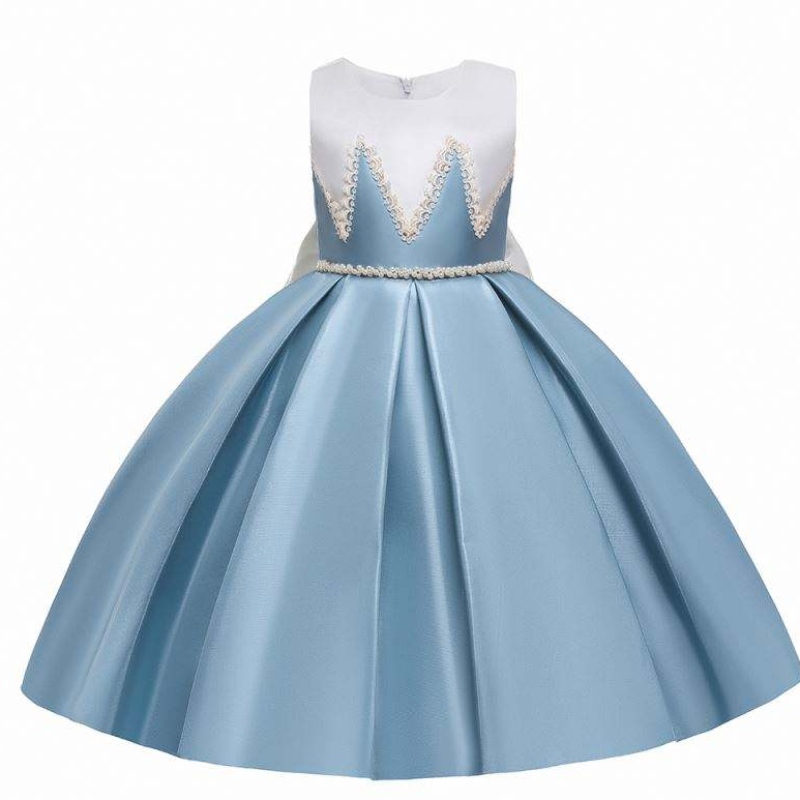 Baige Little Girl Birthday Party Dress Kids Haftery cekinowe Satynowe sukienki